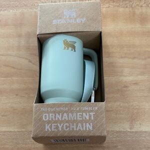 #258 Stanley Light Green Tumbler Keychain with Gold Logo